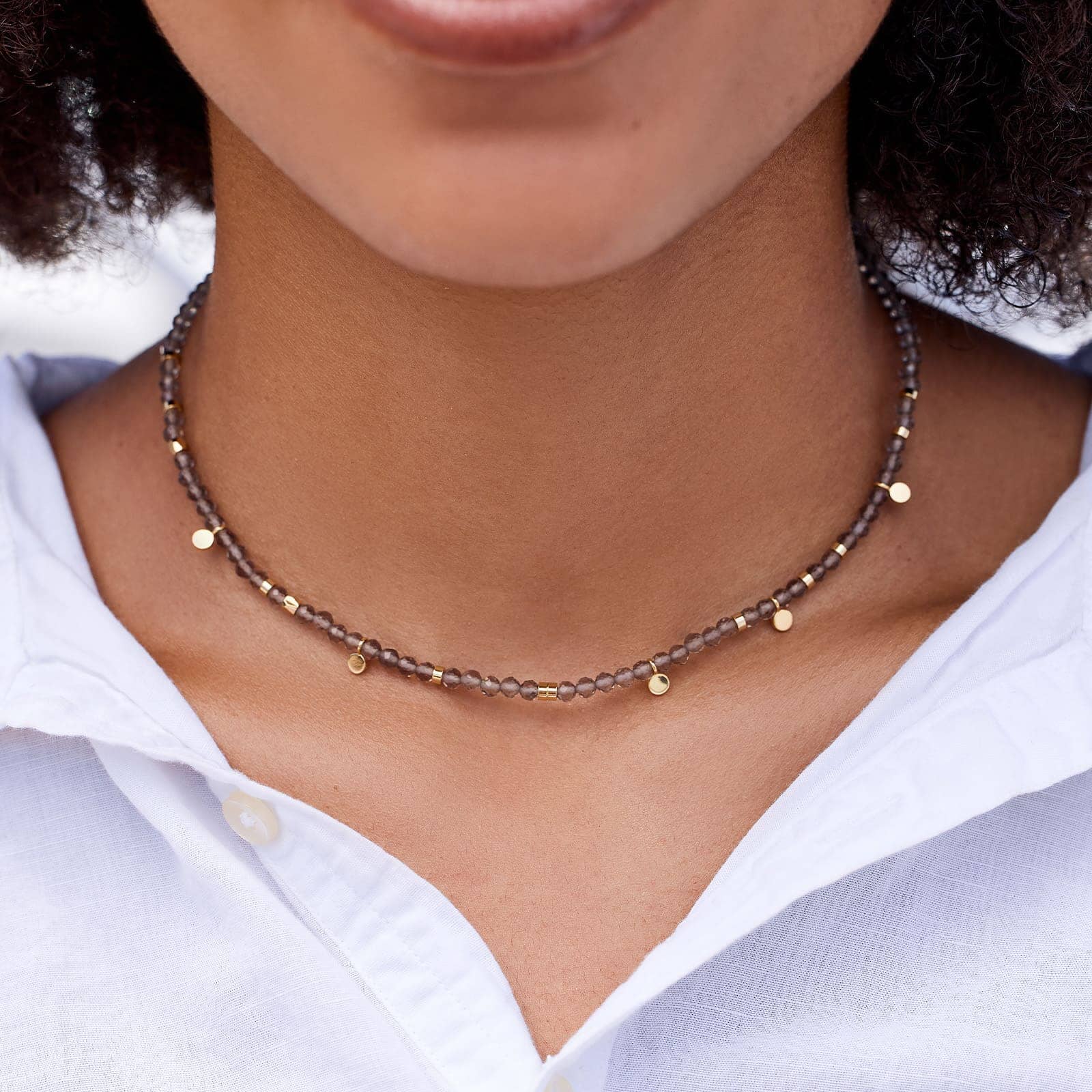 Smokey Quartz Beaded Choker - Image 3