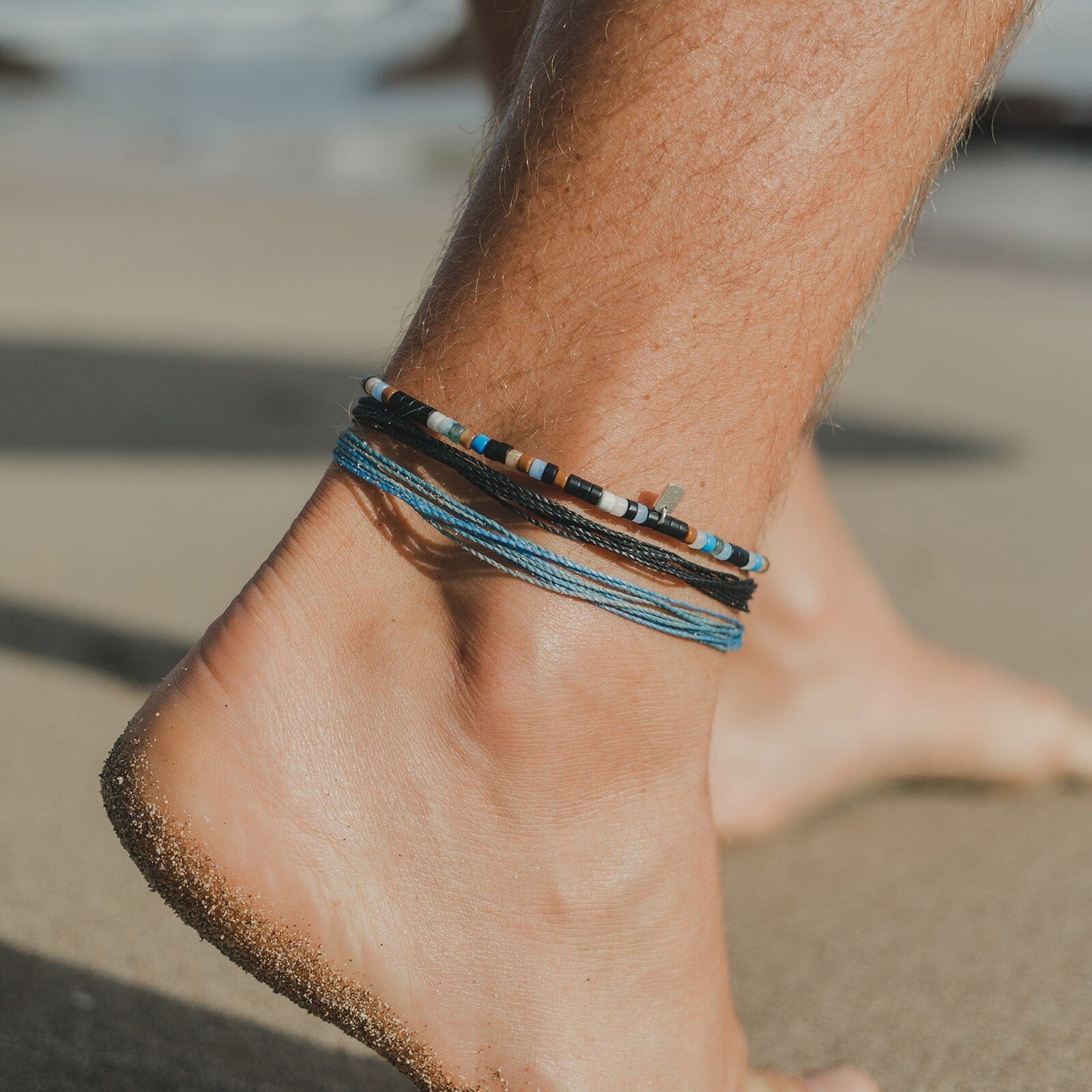 Men's Mixed Seed Bead Stretch Anklet - Image 2