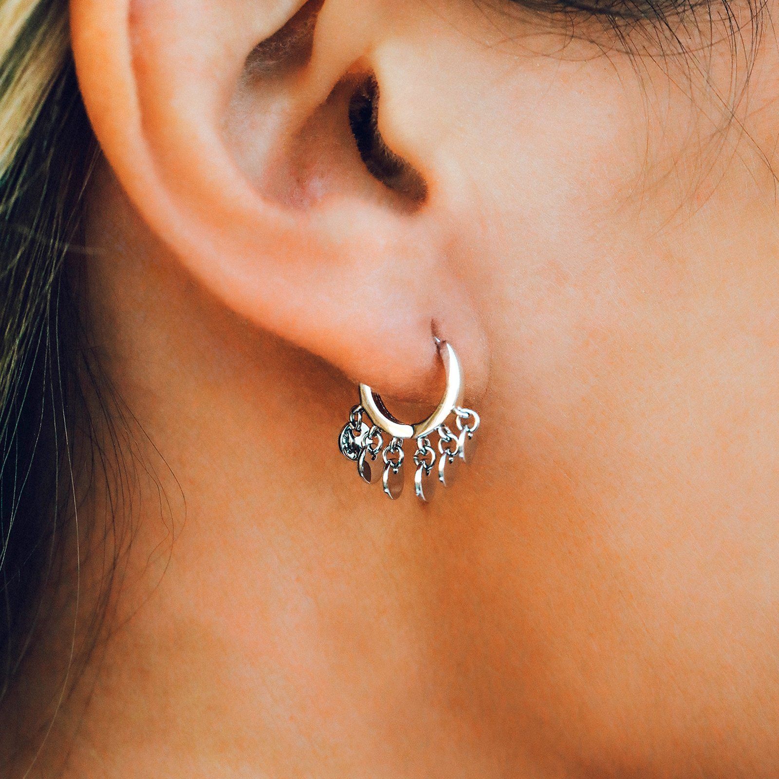 Mini Coin Huggie Earrings - Image 7