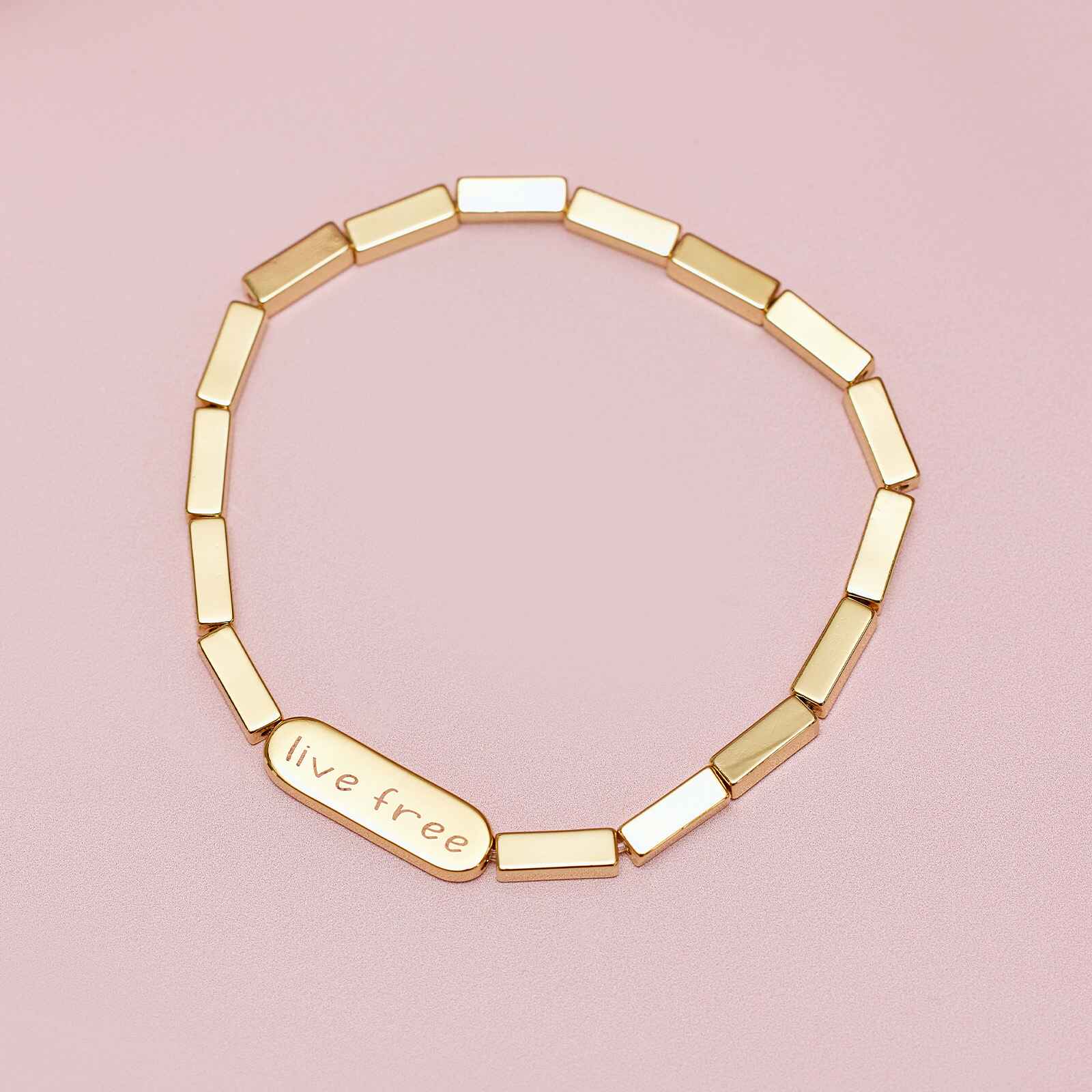 Engravable Rectangle Bead Stretch Bracelet - Image 8