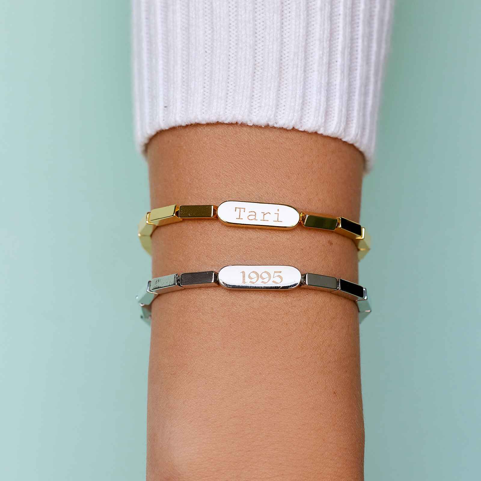 Engravable Rectangle Bead Stretch Bracelet - Image 9