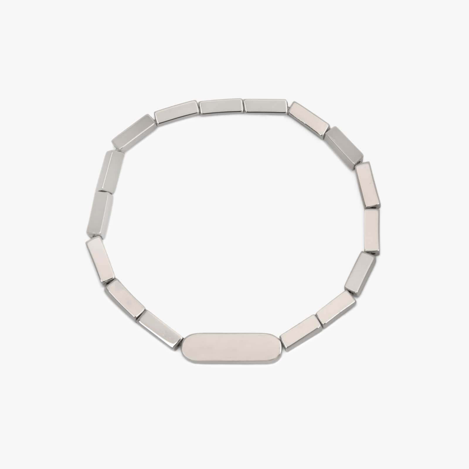 Engravable Rectangle Bead Stretch Bracelet - Image 2