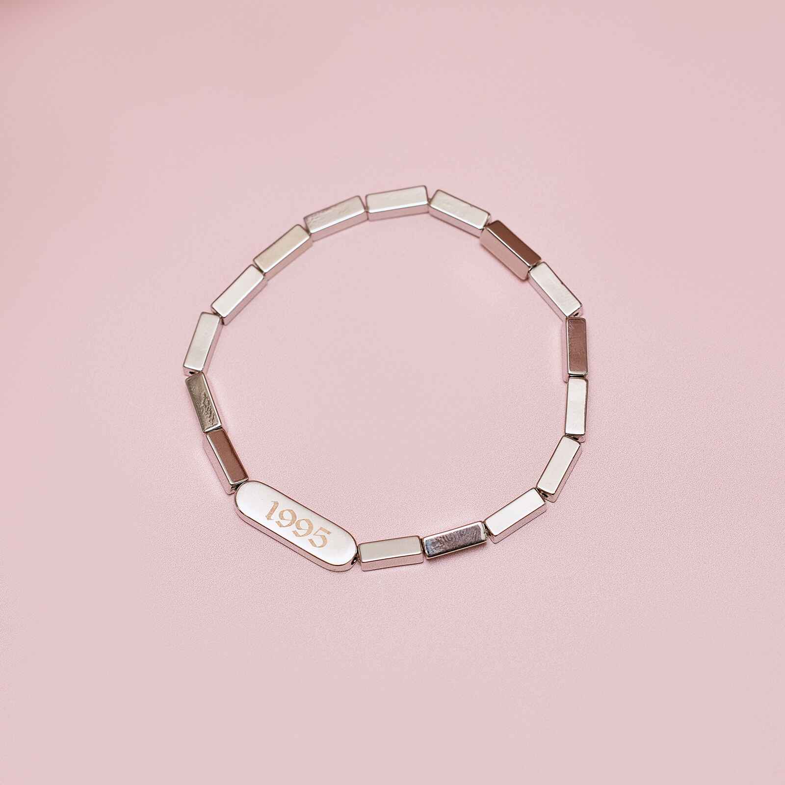 Engravable Rectangle Bead Stretch Bracelet - Image 3