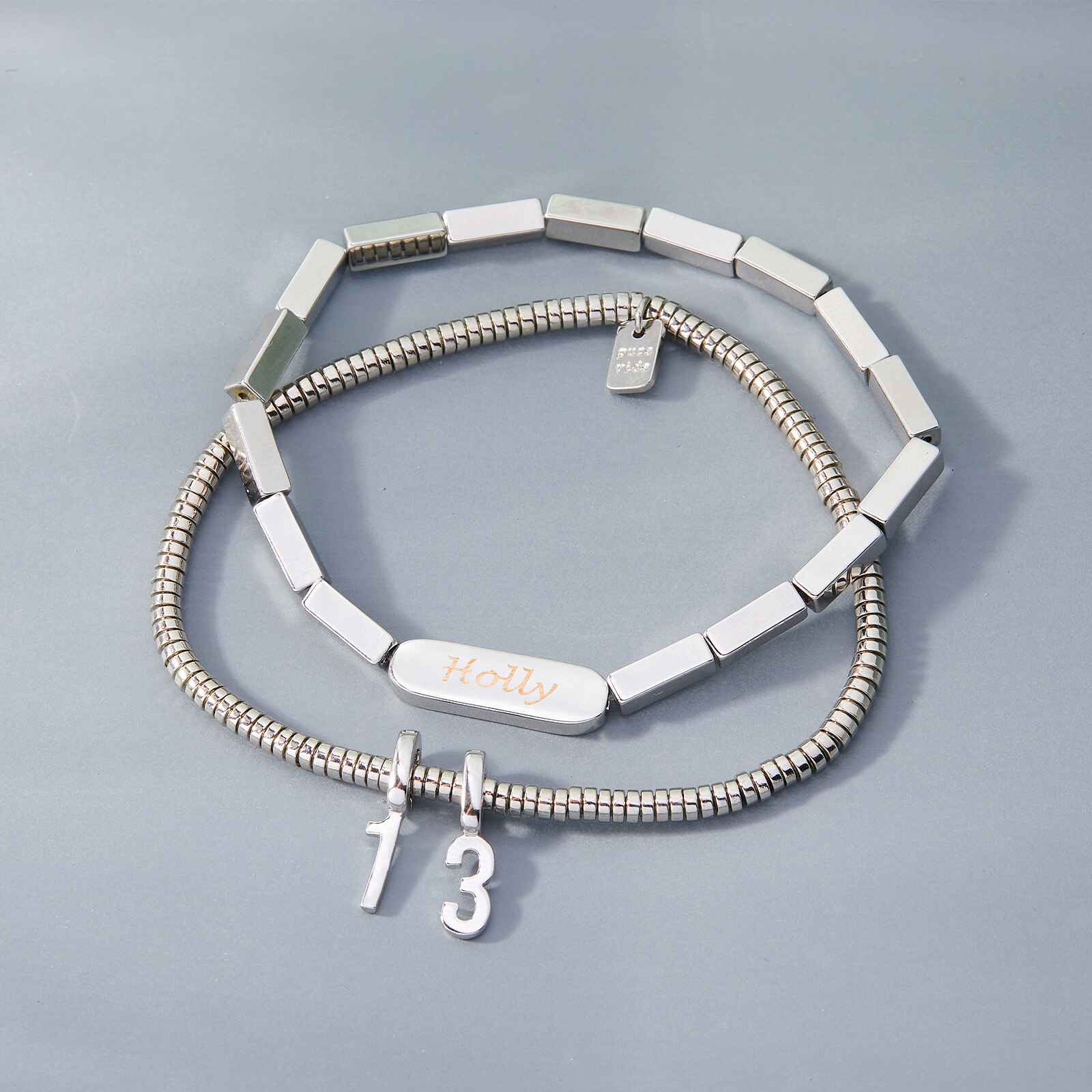 Engravable Rectangle Bead Stretch Bracelet - Image 5