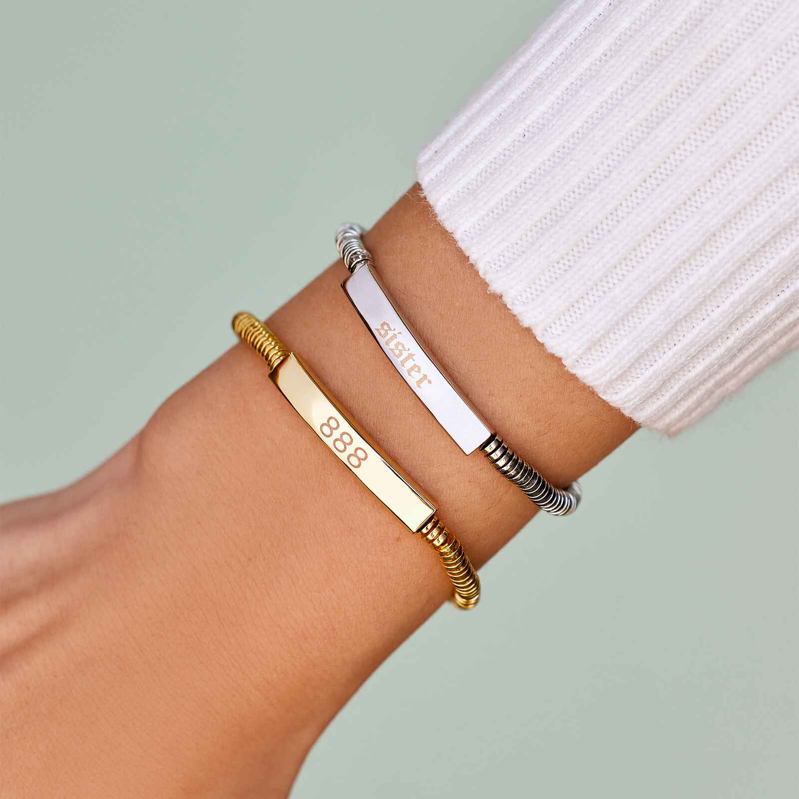 Engravable Disc Bead Stretch Bracelet - Image 6