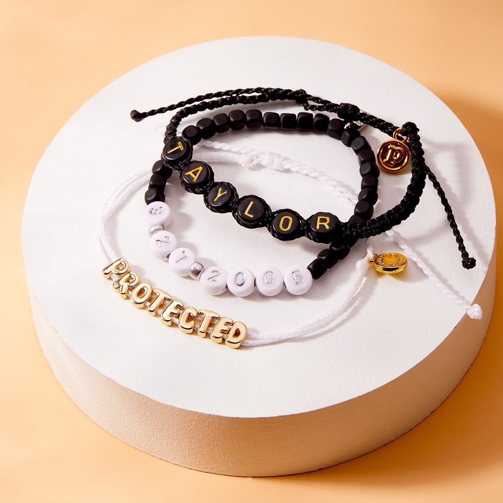 Black Alphabet Bead Bracelet - Image 6