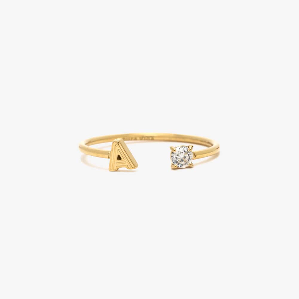 Initial Stone Open Ring - Image 22