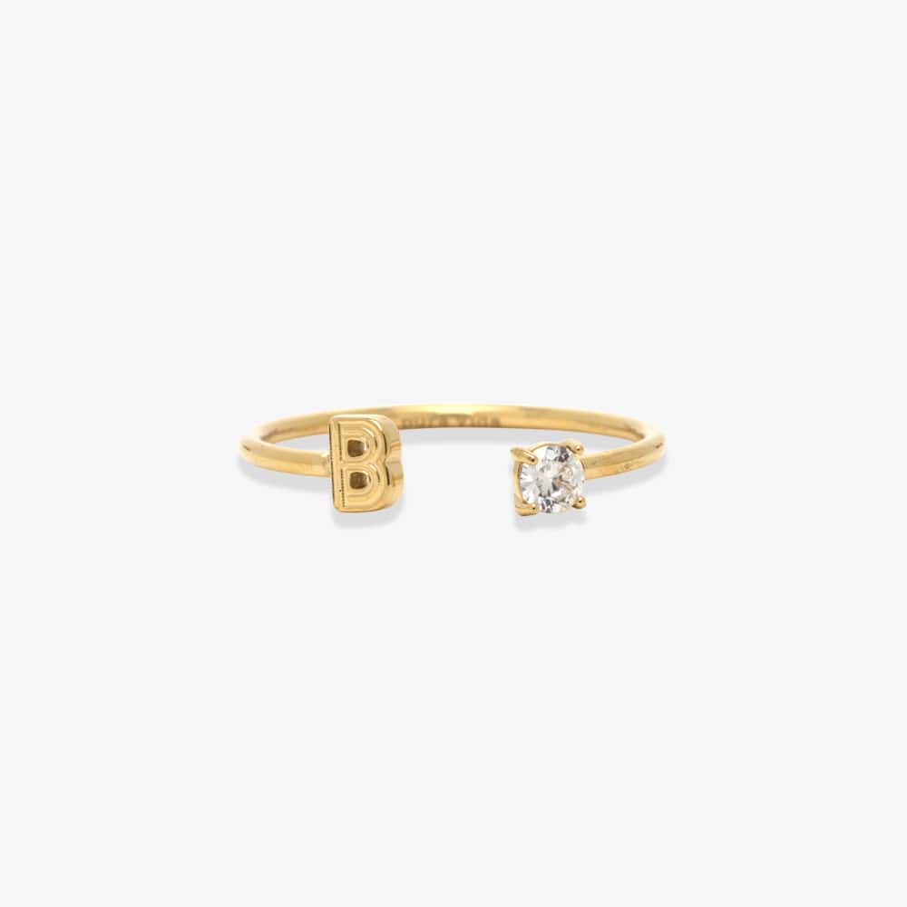 Initial Stone Open Ring - Image 23