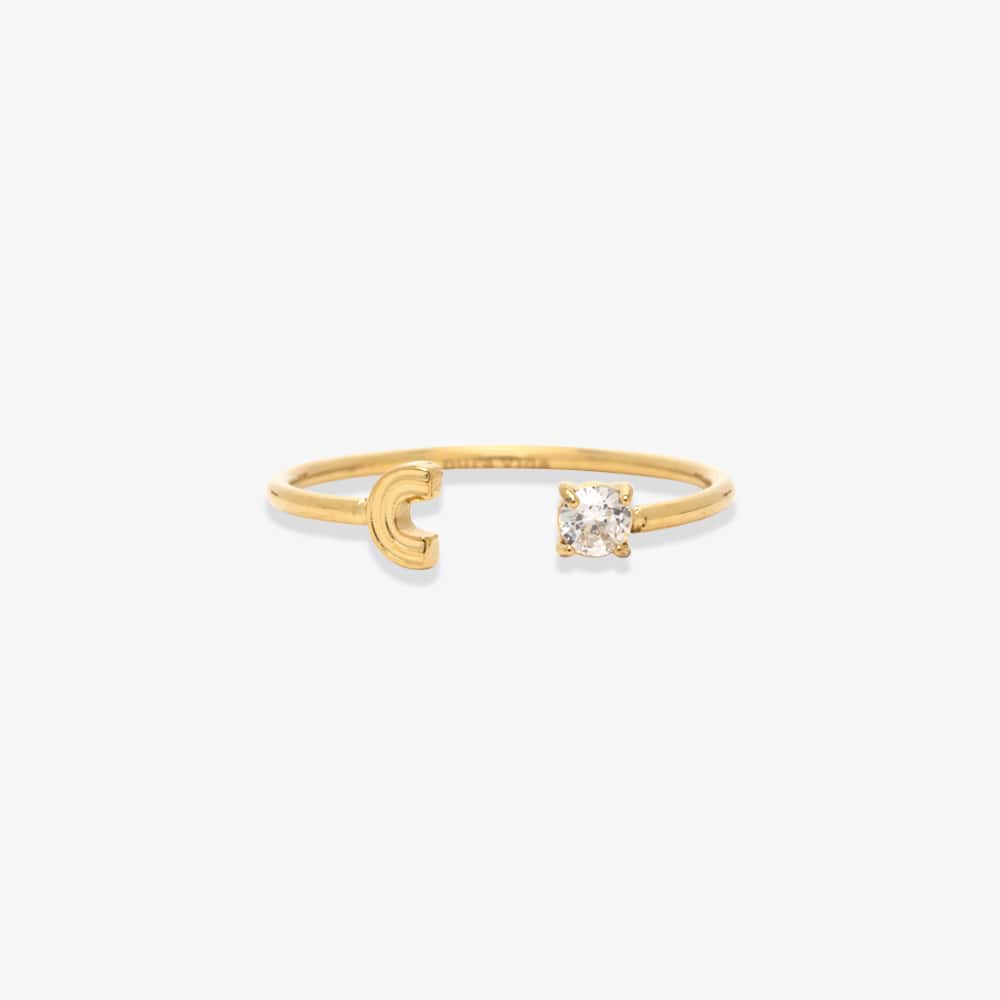 Initial Stone Open Ring - Image 24
