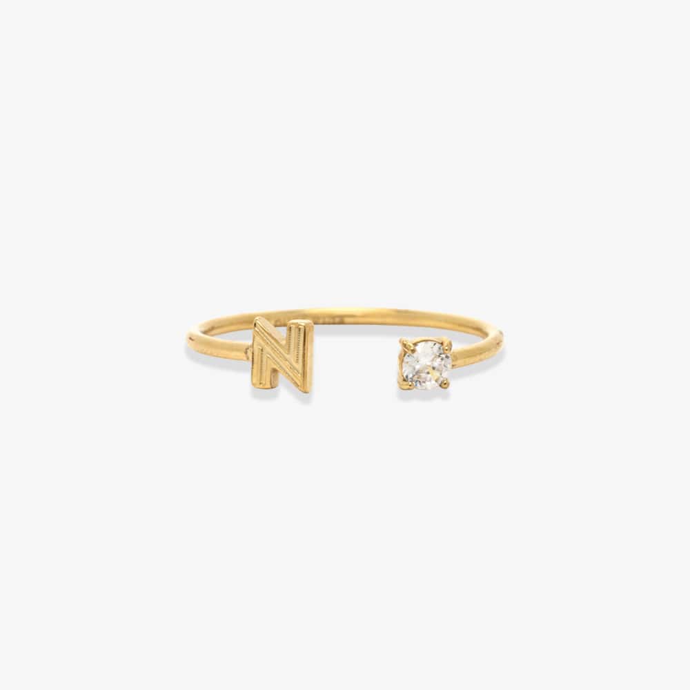 Initial Stone Open Ring - Image 9