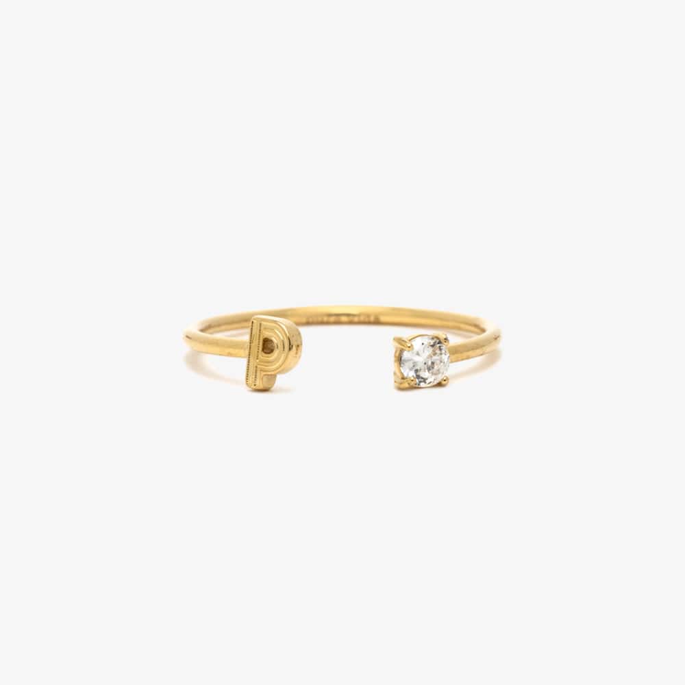 Initial Stone Open Ring - Image 11