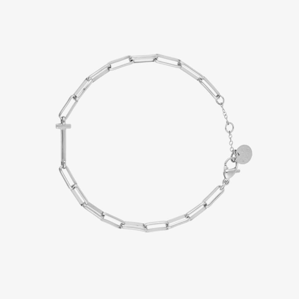 Silver Initial Paperclip Chain Bracelet - Image 18