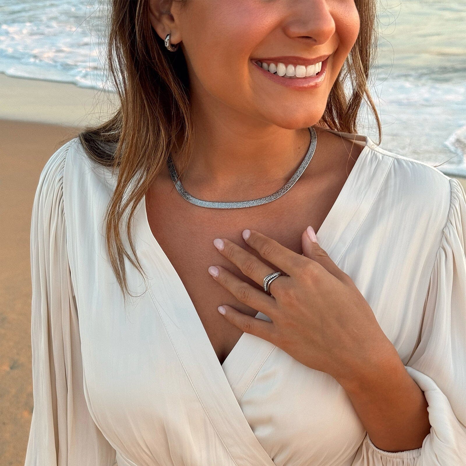 Herringbone Chain Necklace - Image 5
