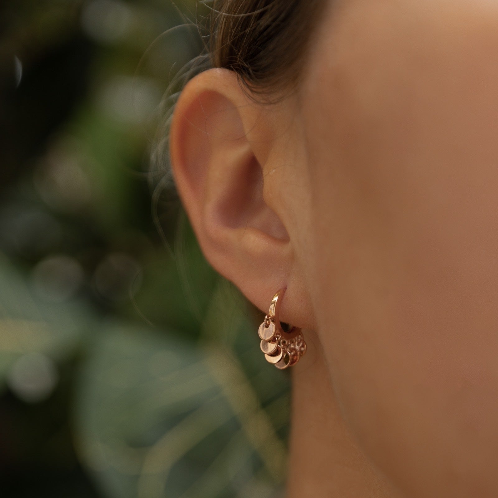 Mini Coin Huggie Earrings - Image 4